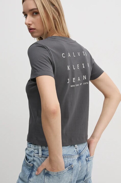 Μπλουζάκι Calvin Klein Jeans χρώμα: γκρι, J20J225391
