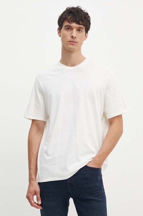 Βαμβακερό μπλουζάκι Armani Exchange ανδρικό, χρώμα: μπεζ, 6DZTAC ZJASZ