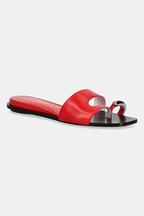 Δερμάτινες παντόφλες Tory Burch Pierced Slide γυναικείες, χρώμα: κόκκινο, 169782-600