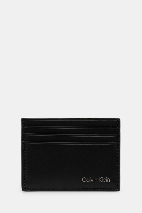 Δερμάτινη θήκη για κάρτες Calvin Klein χρώμα: μαύρο, LV04D1104G