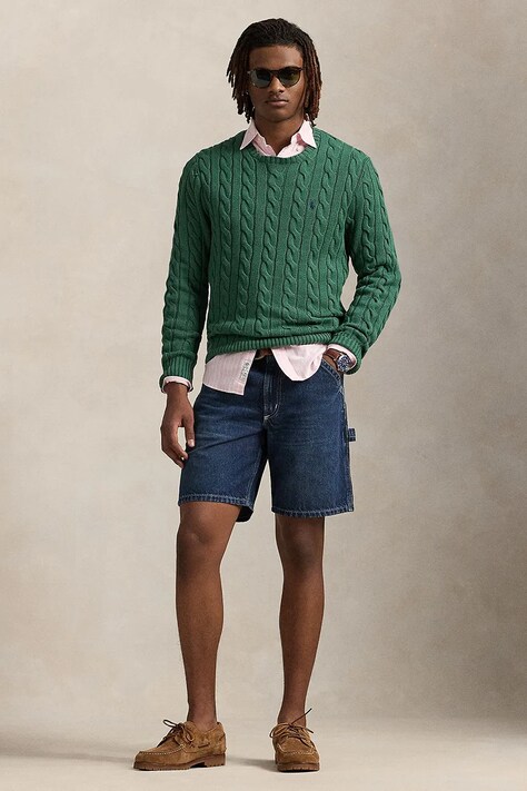 Βαμβακερό τζιν σορτς Polo Ralph Lauren ανδρικό, χρώμα: άσπρο, 710971777