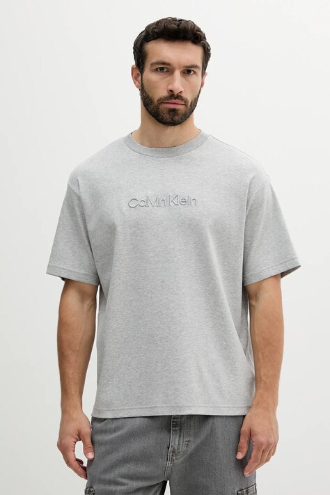 Βαμβακερό μπλουζάκι Calvin Klein ανδρικό, χρώμα: γκρι, LV04LC206G