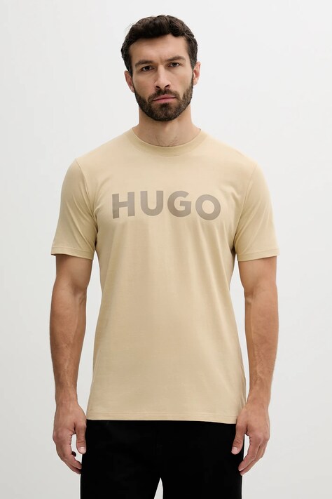 Βαμβακερό μπλουζάκι HUGO ανδρικό, χρώμα: μαύρο, 50467556
