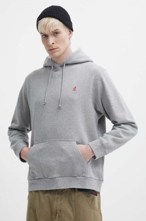 Βαμβακερή μπλούζα Gramicci One Point Hooded Sweatshirt χρώμα: γκρι, με κουκούλα