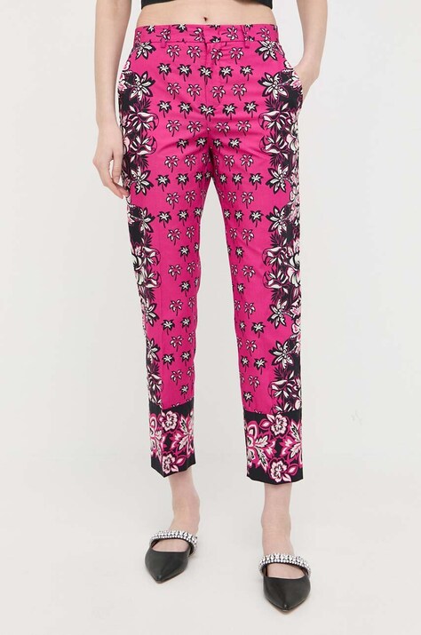 Βαμβακερό παντελόνι Red Valentino χρώμα: μοβ