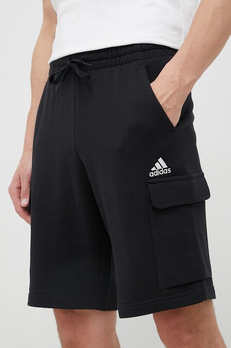Βαμβακερό σορτσάκι adidas χρώμα: μαύρο IC0434 HA4338
