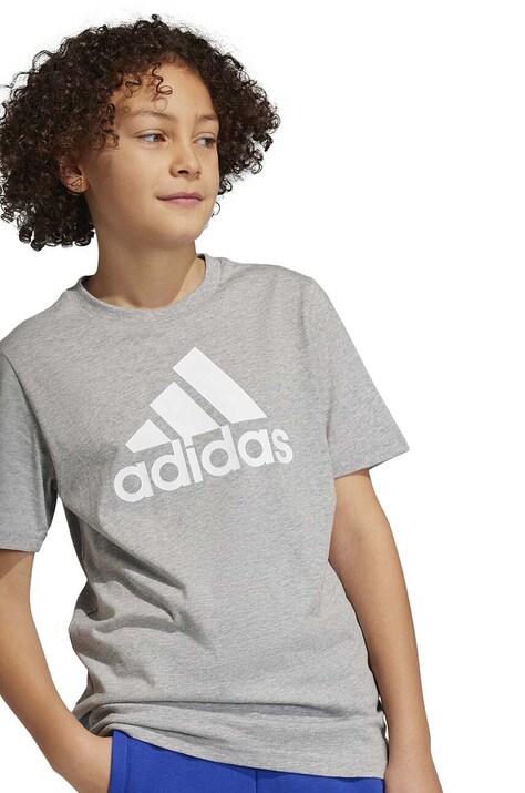 Παιδικό βαμβακερό μπλουζάκι adidas U BL χρώμα: γκρι