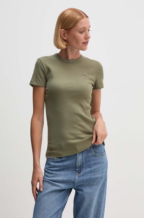 Βαμβακερό μπλουζάκι Lacoste χρώμα: πράσινο