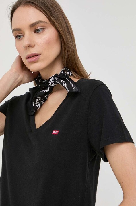 Βαμβακερό μπλουζάκι Levi's 2-pack χρώμα: μαύρο