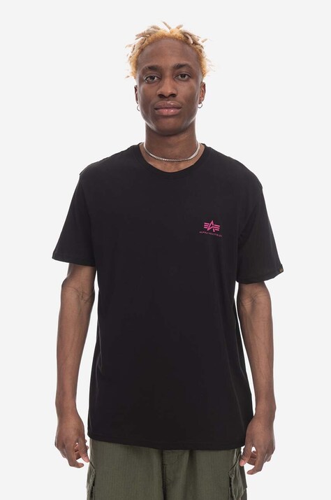 Βαμβακερό μπλουζάκι Alpha Industries Basic T Small Logo χρώμα: μαύρο