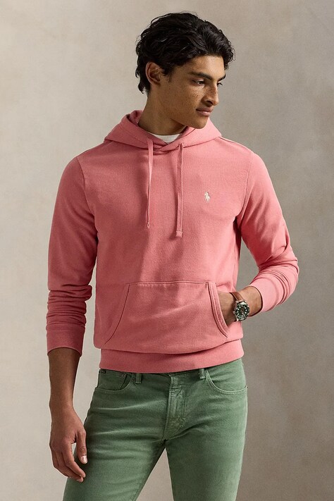 Βαμβακερή μπλούζα Polo Ralph Lauren χρώμα: κόκκινο, με κουκούλα, 710916690