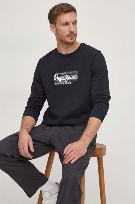 Βαμβακερή μπλούζα Pepe Jeans Robinson ROBINSON χρώμα: μαύρο PM582554