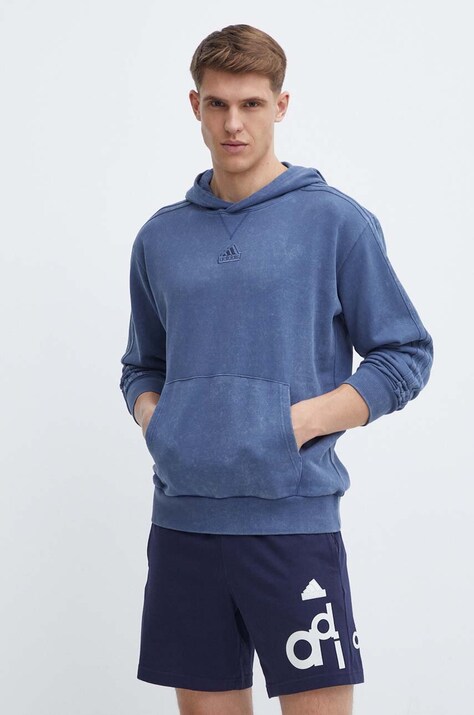 Βαμβακερή μπλούζα adidas με κουκούλα