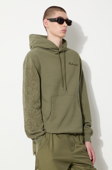 Βαμβακερή μπλούζα Maharishi Dragon Bamboo Hooded Sweat χρώμα: πράσινο, με κουκούλα, 5075.OLIVE