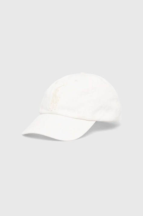 Βαμβακερό καπέλο του μπέιζμπολ Polo Ralph Lauren χρώμα: άσπρο