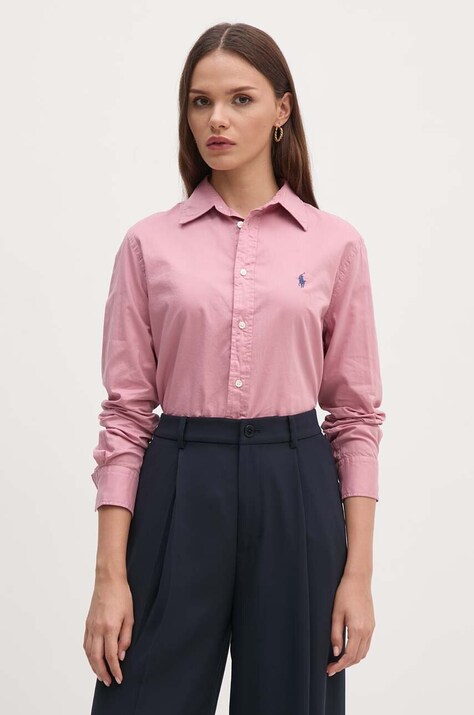 Βαμβακερό πουκάμισο Polo Ralph Lauren χρώμα: κόκκινο, 211932522