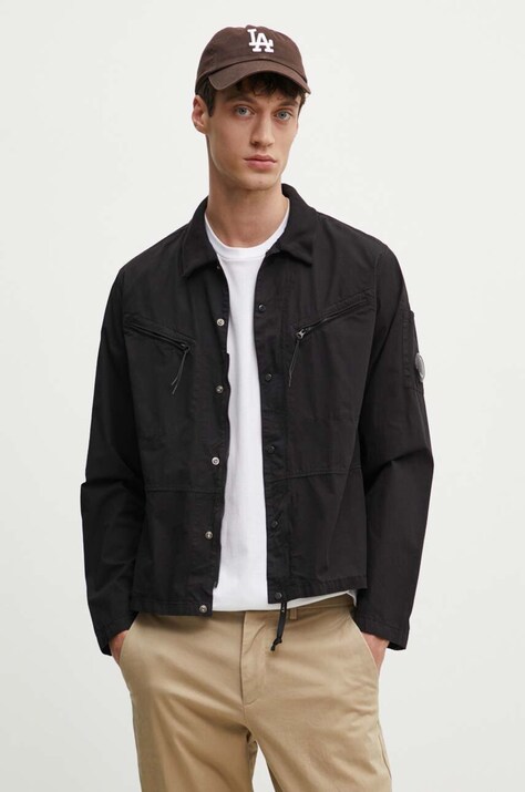 Βαμβακερό σακάκι C.P. Company Gabardine Buttoned χρώμα: μαύρο, 16CMSH120A002824G