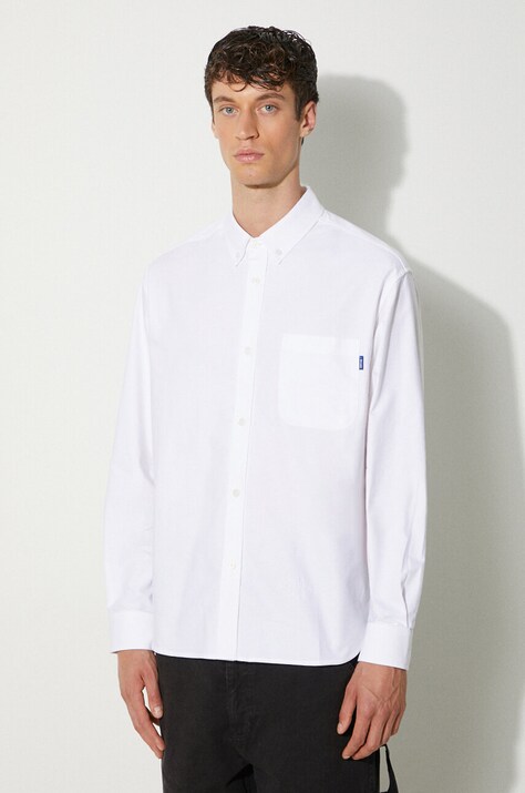 Βαμβακερό πουκάμισο Awake NY Embroidered Oxford Shirt ανδρικό, χρώμα: άσπρο, SP24-TP001