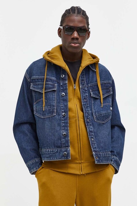 Τζιν μπουφάν G-Star Raw ανδρικό, χρώμα: ναυτικό μπλε
