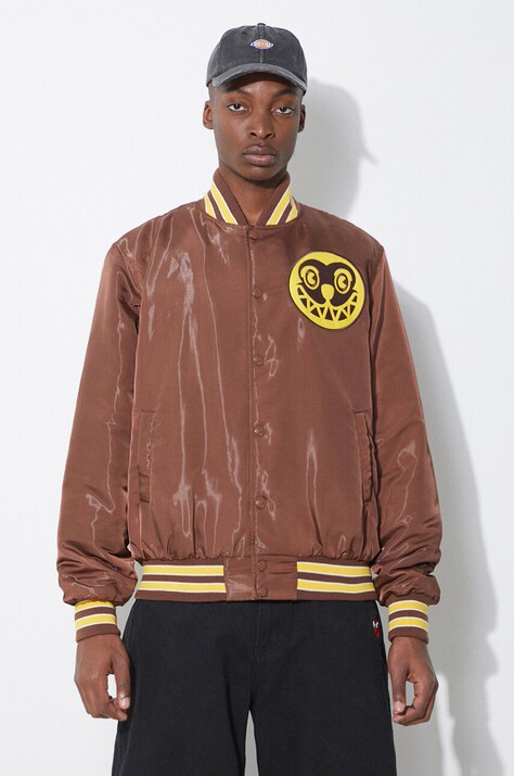 Μπουφάν bomber ICECREAM Satin Bomber Jacket ανδρικό, χρώμα: καφέ, IC24107