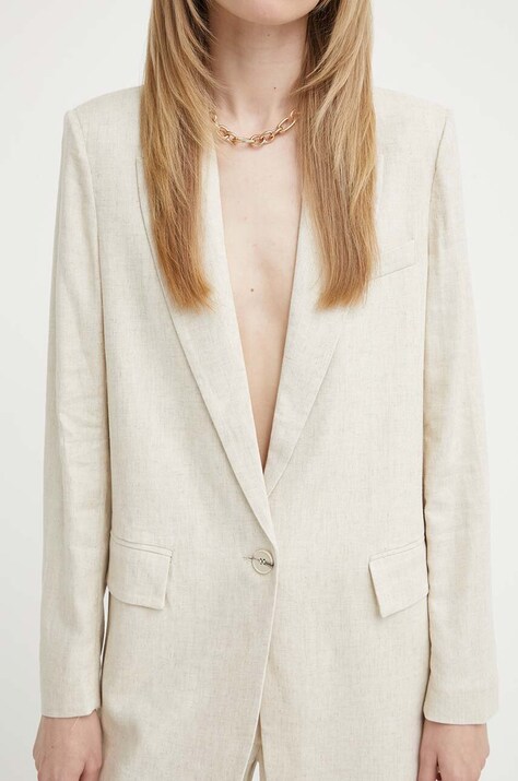 Blazer με μείγμα λινών Bruuns Bazaar OxalisBBFreida blazer χρώμα: μπεζ, BBW3938