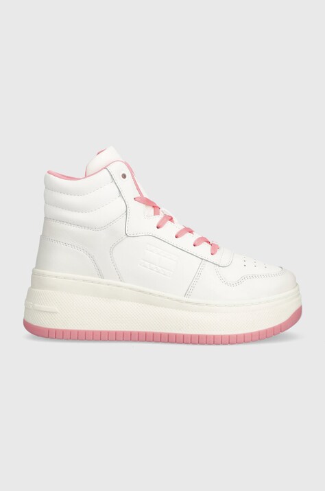 Αθλητικά Tommy Jeans TJW RETRO BASKET MC LACE UP χρώμα: άσπρο, EN0EN02422