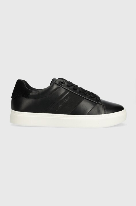 Δερμάτινα αθλητικά παπούτσια Calvin Klein CUPSOLE LACE UP HE LTH χρώμα: μαύρο, HW0HW02051