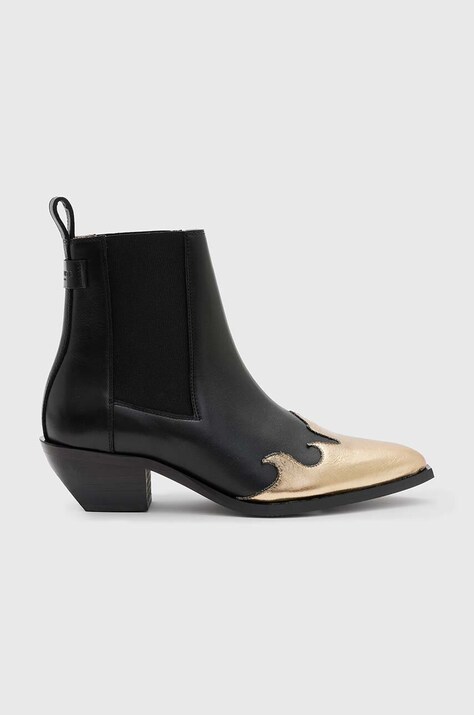 Δερμάτινες καουμπόικες μπότες AllSaints Dellaware Boot γυναικείες, χρώμα: μαύρο, WF733Z