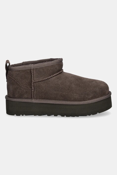 Μπότες χιονιού σουέτ για παιδιά UGG CLASSIC ULTRA MINI PLATFORM χρώμα: μαύρο, 1157791K