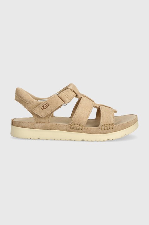 Σανδάλια σουέτ για παιδιά UGG GOLDENSTAR STRAP χρώμα: μπεζ