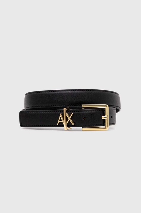 Δερμάτινη ζώνη Armani Exchange χρώμα: μαύρο