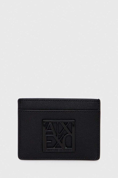 Θήκη για κάρτες Armani Exchange χρώμα: μαύρο