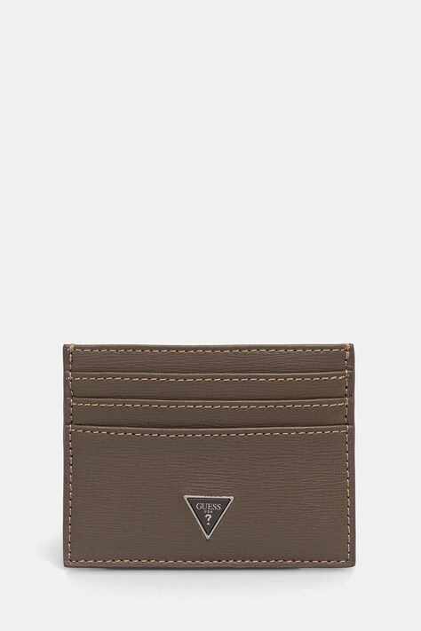 Δερμάτινη θήκη για κάρτες Guess χρώμα: μαύρο