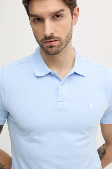 Βαμβακερό μπλουζάκι πόλο United Colors of Benetton χρώμα: ροζ, 3089J3179