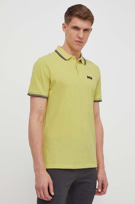 Βαμβακερό μπλουζάκι πόλο Helly Hansen χρώμα: κίτρινο