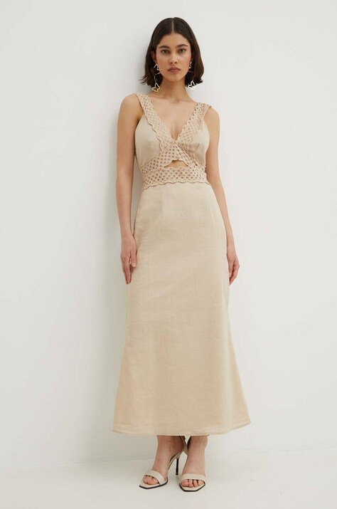 Φόρεμα Never Fully Dressed Mimi Dress χρώμα: μπεζ, NFDDR1321