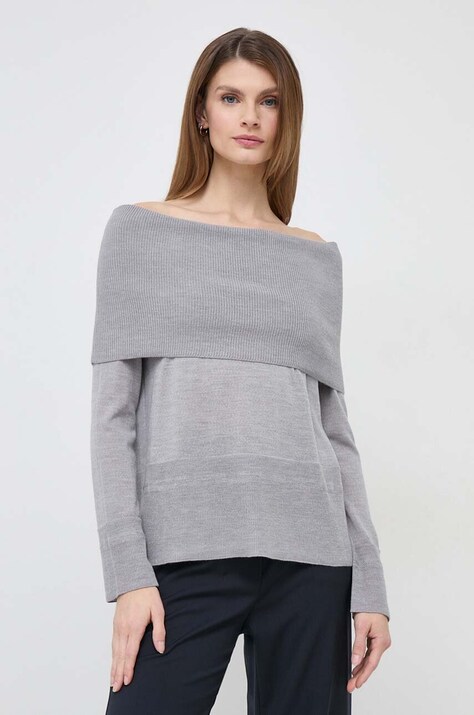 Μάλλινο πουλόβερ Max Mara Leisure γυναικεία, χρώμα: γκρι