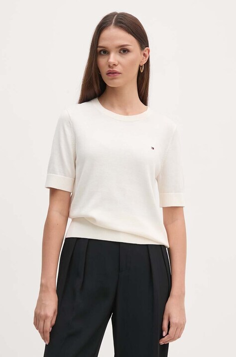 Βαμβακερό πουλόβερ Tommy Hilfiger χρώμα: μπεζ, WW0WW38724