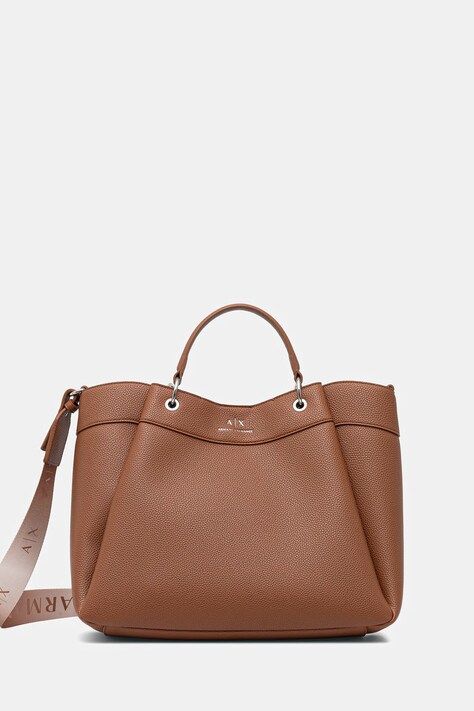Τσάντα Armani Exchange χρώμα: καφέ