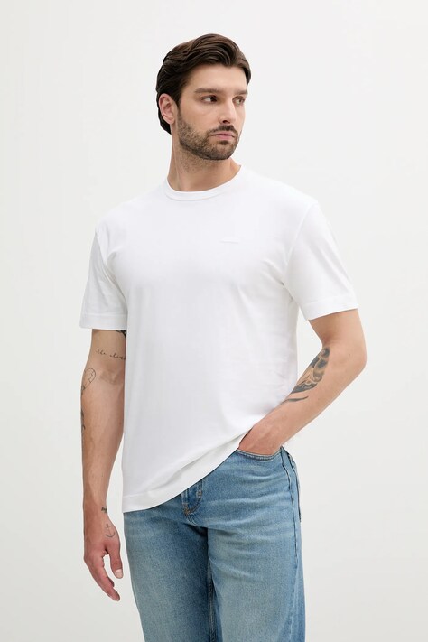 Βαμβακερό μπλουζάκι Calvin Klein ανδρικά, χρώμα: άσπρο
