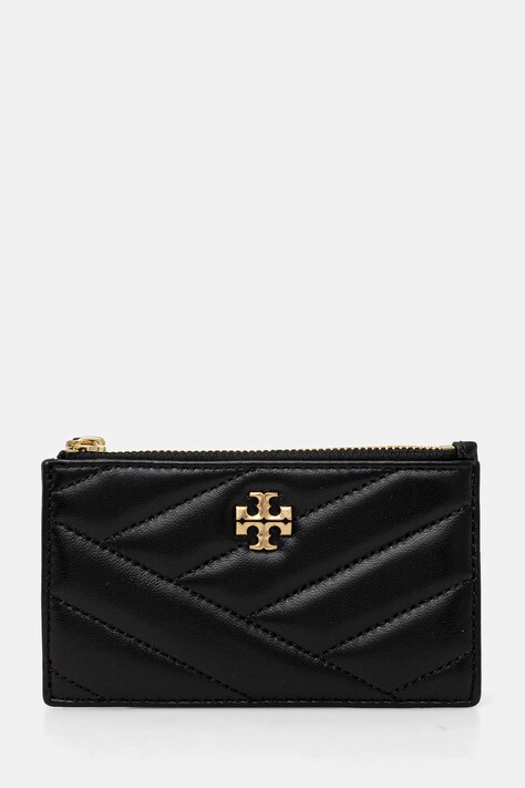 Δερμάτινο πορτοφόλι Tory Burch Kira γυναικείο, χρώμα: μαύρο, 156556.001