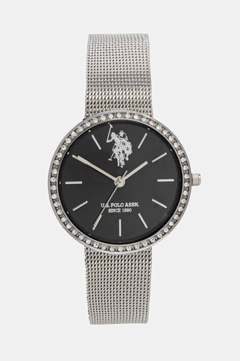 Ρολόι U.S. Polo Assn. CORAL χρώμα: ασημί, USP5667BK