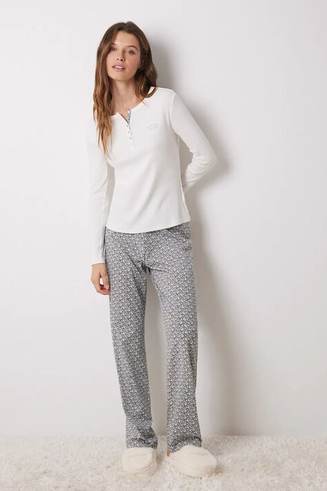 Βαμβακερές πιτζάμες women'secret DAILY FROSTED χρώμα: μαύρο, 3598095