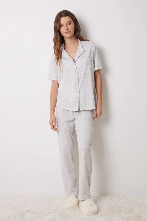 Βαμβακερές πιτζάμες women'secret DAILY FROSTED χρώμα: γκρι, 3598099
