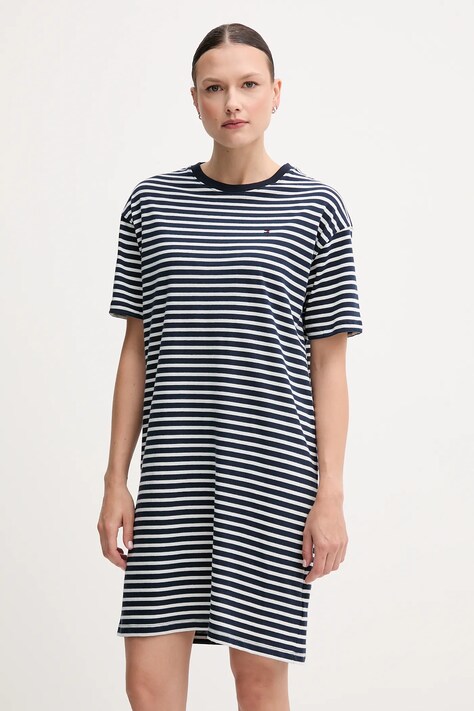 Βαμβακερό φόρεμα Tommy Hilfiger χρώμα: ναυτικό μπλε, UW0UW05937