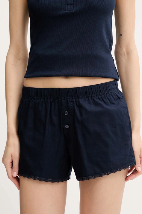 Βαμβακερή πιτζάμα σορτς Hollister Co. γυναικεία, χρώμα: ναυτικό μπλε, KI346-5039