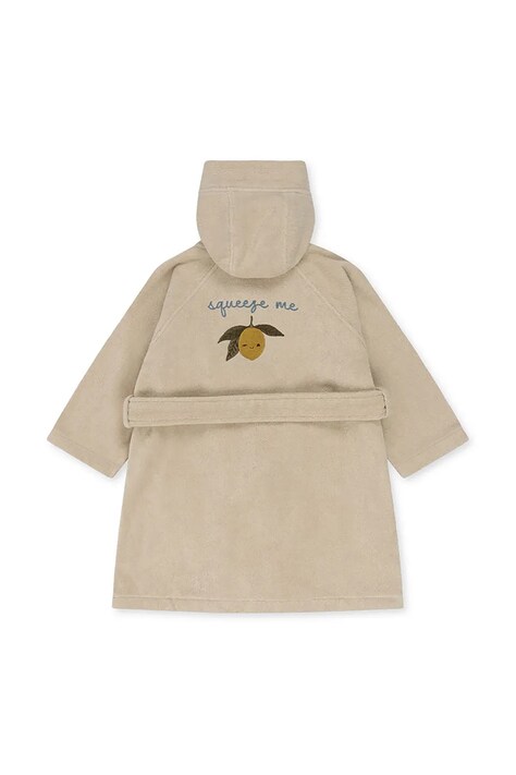 Παιδικό βαμβακερό μπουρνούζι Konges Sløjd TERRY BATHROBE EMBROIDERY GOTS χρώμα: μπεζ, KS103319