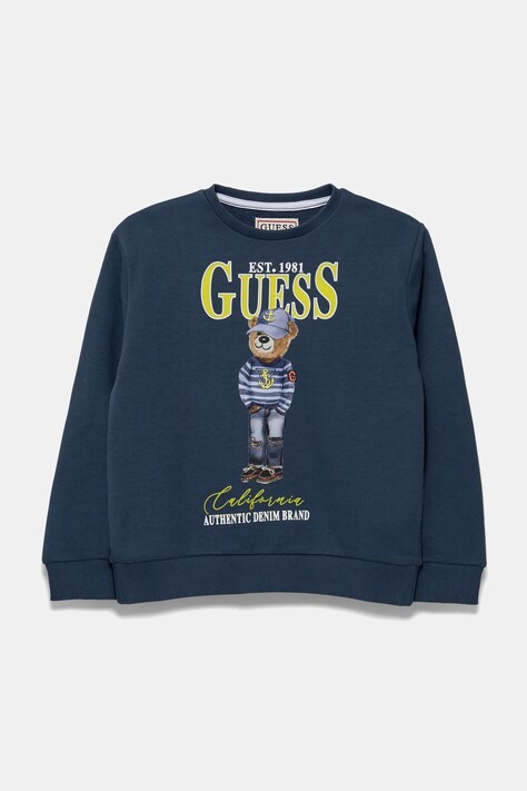 Παιδική βαμβακερή μπλούζα Guess χρώμα: ναυτικό μπλε, L5RQ06 KAD74