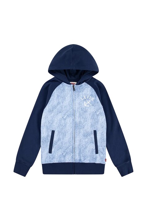 Παιδική μπλούζα Levi's TROMPE LOEIL DENIM HOODIE χρώμα: ναυτικό μπλε, με κουκούλα, 8EM394