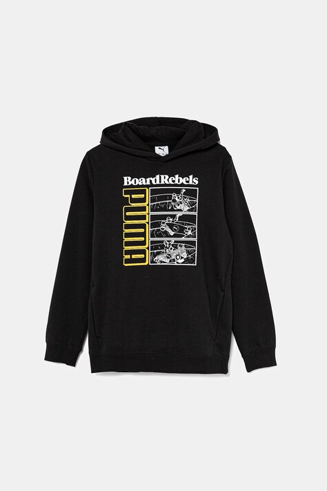 Παιδική μπλούζα Puma MID90S Hoodie FL χρώμα: μαύρο, με κουκούλα, 685147